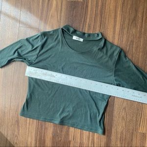 Wego green 3/4 three quarters length sleeve ribbed cotton shirt